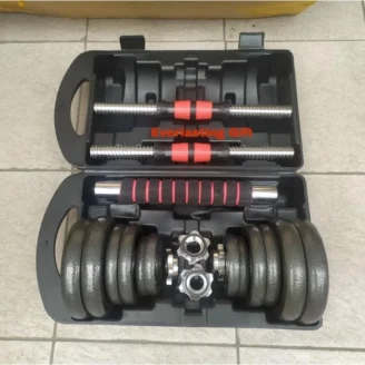 Dumbell Barbel Set Box Full Chrome 20kg Jaminan Termurah