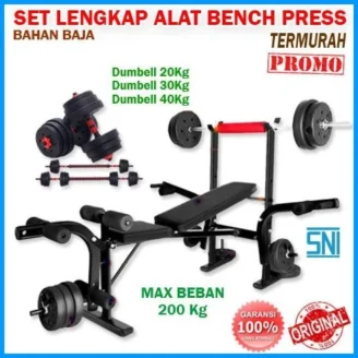 Alat Bench Press Set Dumbell Paket Bench Press Barbell Gym ORIGINAL
