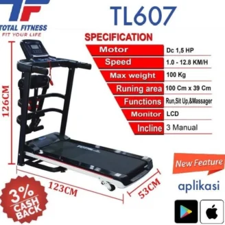 Treadmill electric treadmil listrik TL607 TL 607 Total Fitnes