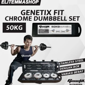 GENETIX FIT Chrome Dumbbell Set 50KG